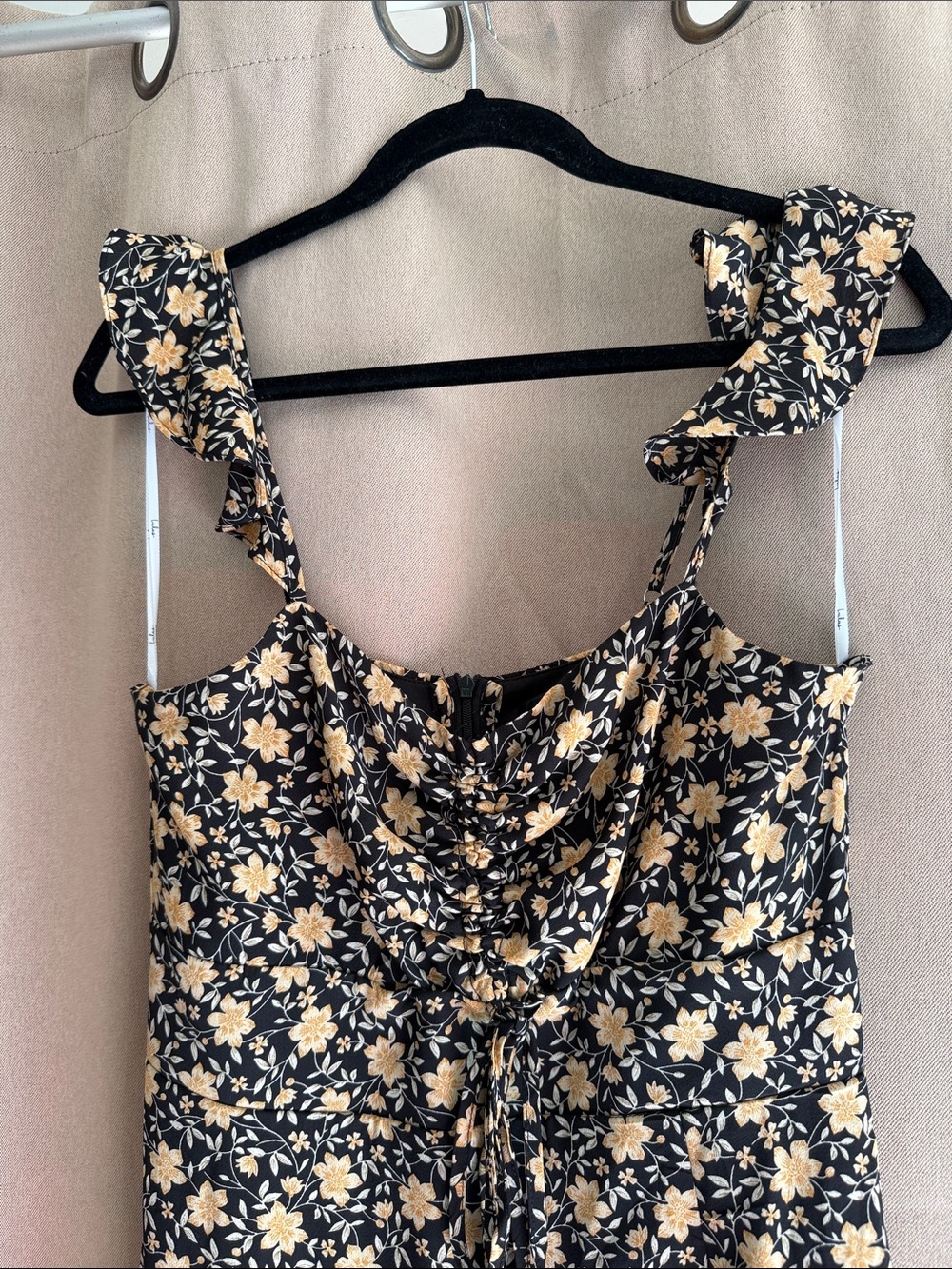 Lulu's Black Maxi Dress with Cream Floral Print - Picture 3 of 7